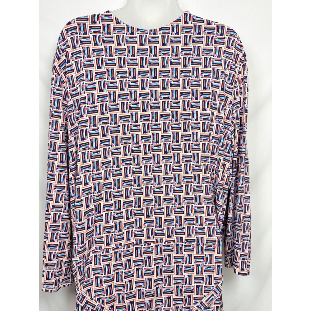 Leota 4L Wrap Dress Geometric Print Knee Length Stretch Career Office Plus Size - Picture 10 of 16